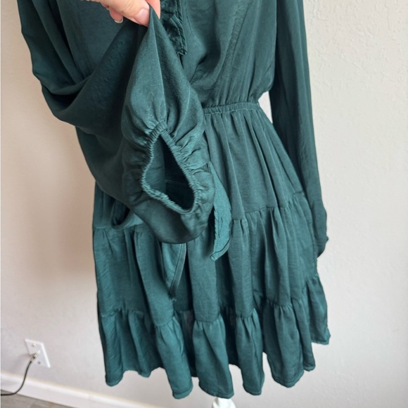 Princess Polly Emerald Green Tied Top Tiered Mini Dress Women 6 Preppy Whimsical - Picture 4 of 7